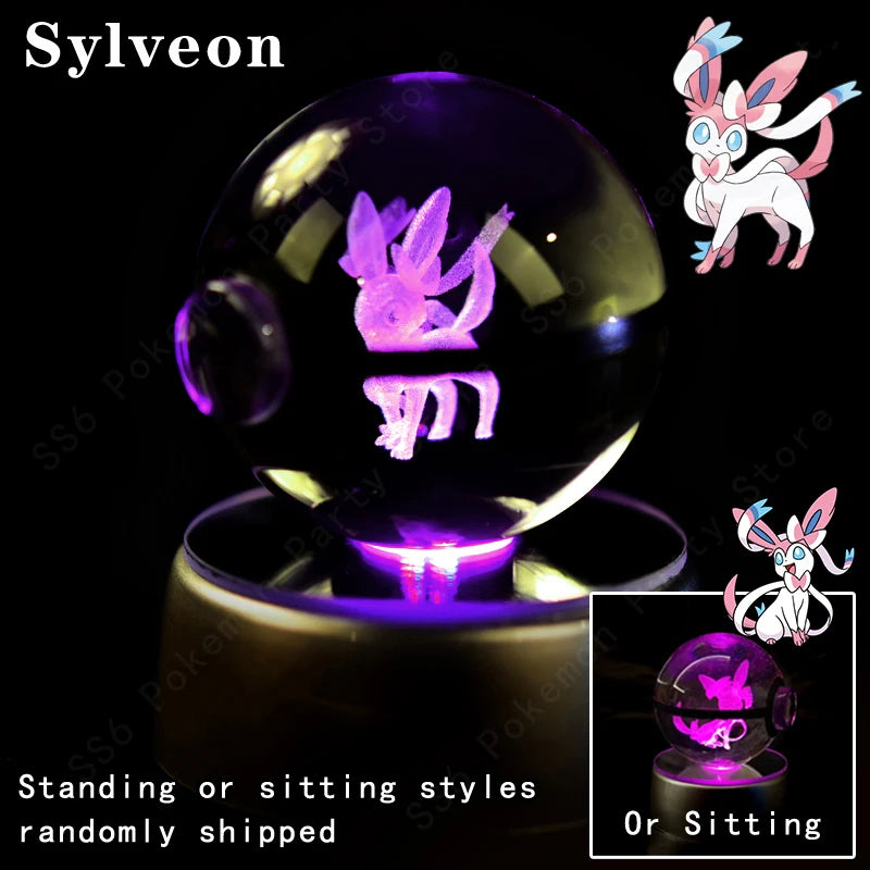 3D Crystal Ball LED Night Light – Pikachu, Mewtwo & More