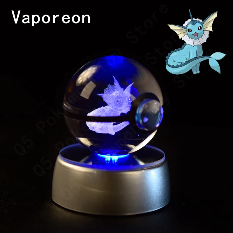 3D Crystal Ball LED Night Light – Pikachu, Mewtwo & More