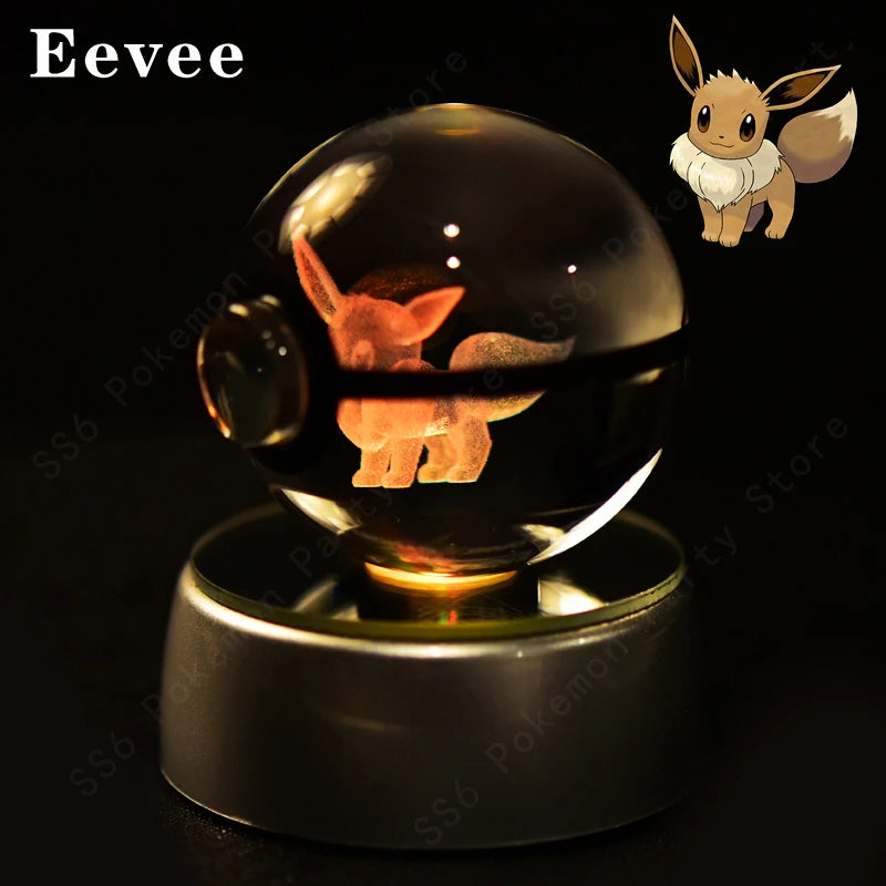 3D Crystal Ball LED Night Light – Pikachu, Mewtwo & More