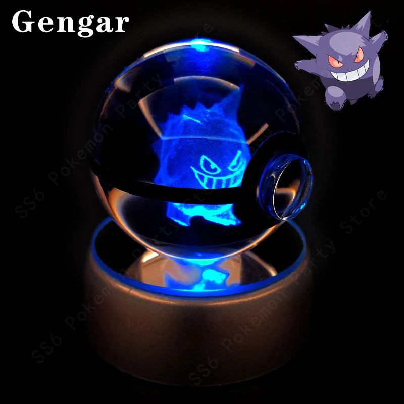 3D Crystal Ball LED Night Light – Pikachu, Mewtwo & More