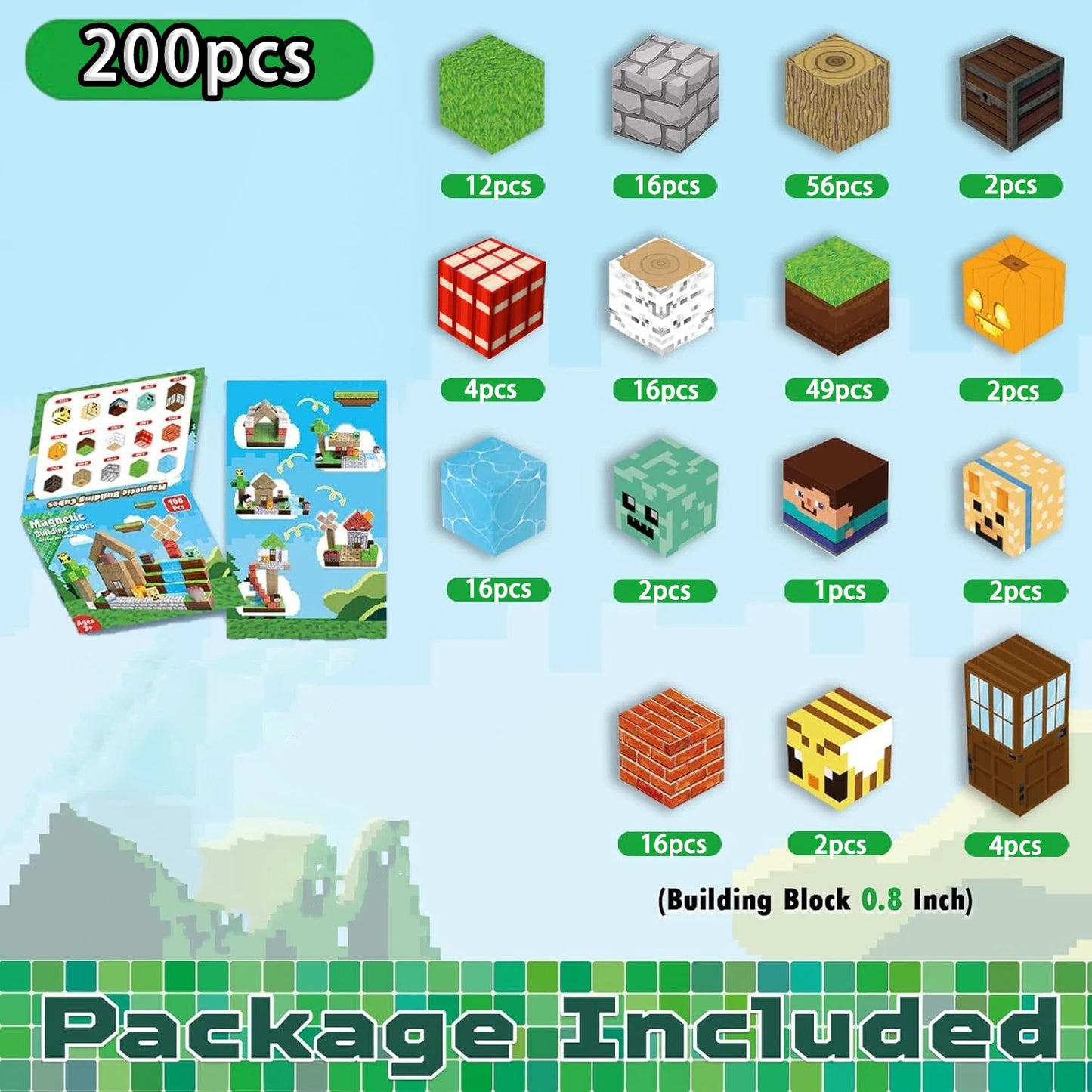 Minecraft Magnetic Building Blocks Set – Creative STEM Construction Toy