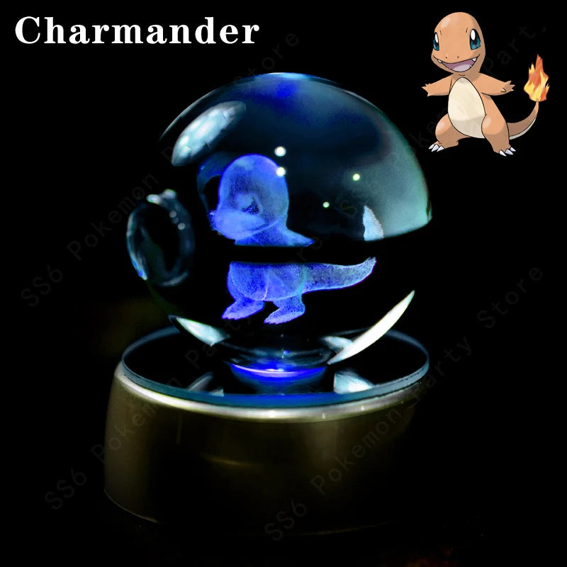3D Crystal Ball LED Night Light – Pikachu, Mewtwo & More