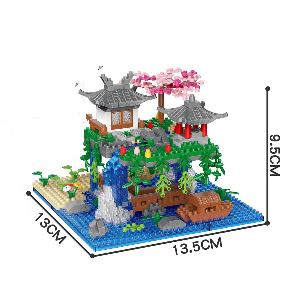 LED Cherry Blossom Garden Building Block Set – Japanese Mini Landscape Model