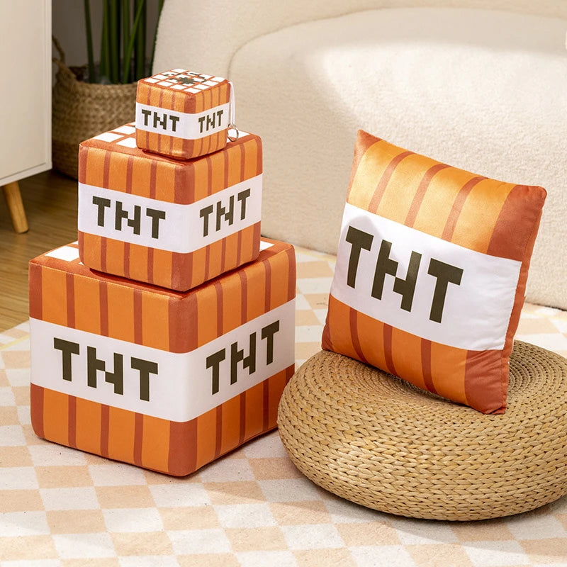Minecraft TNT Plush Pillow – Soft Cube Cushion
