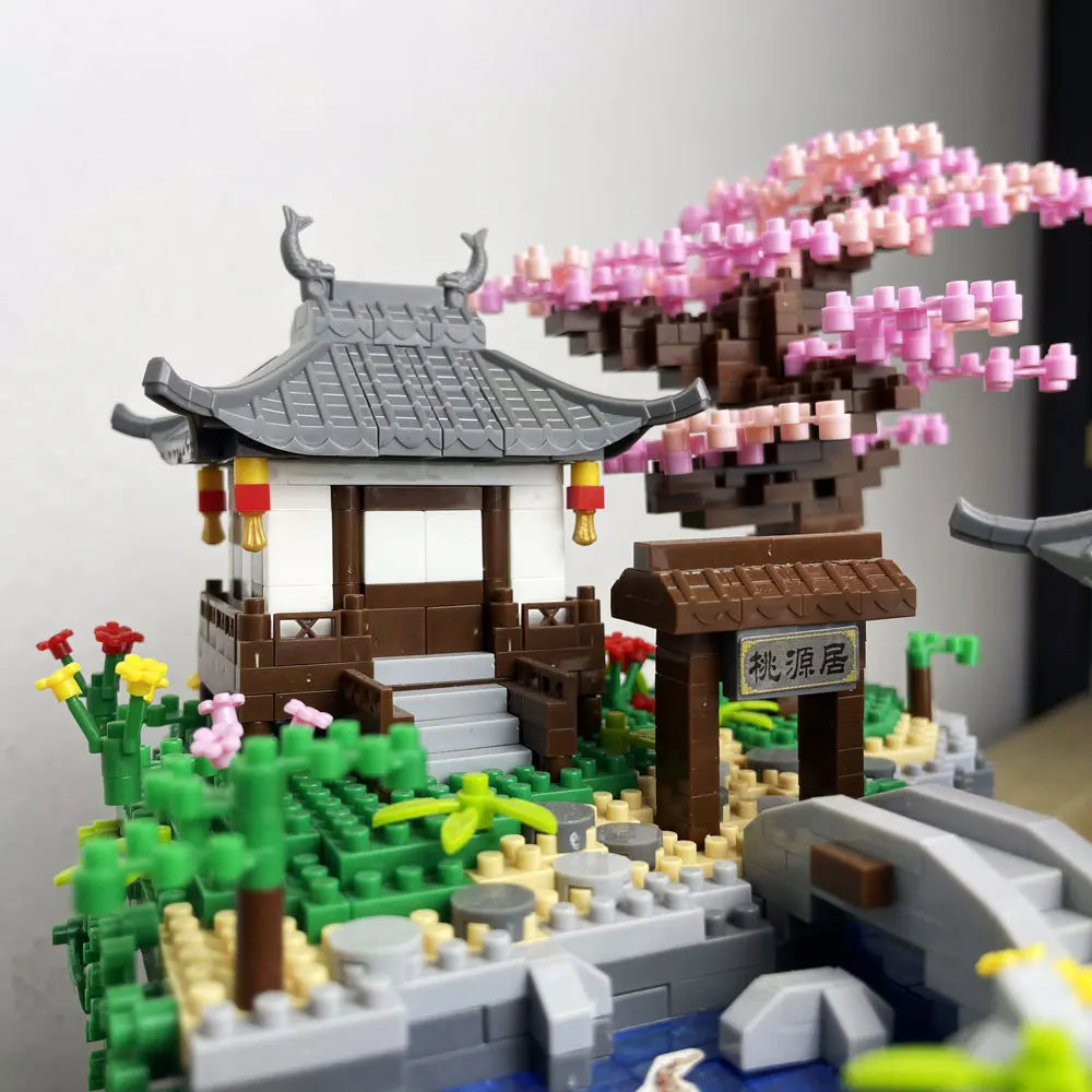 LED Cherry Blossom Garden Building Block Set – Japanese Mini Landscape Model