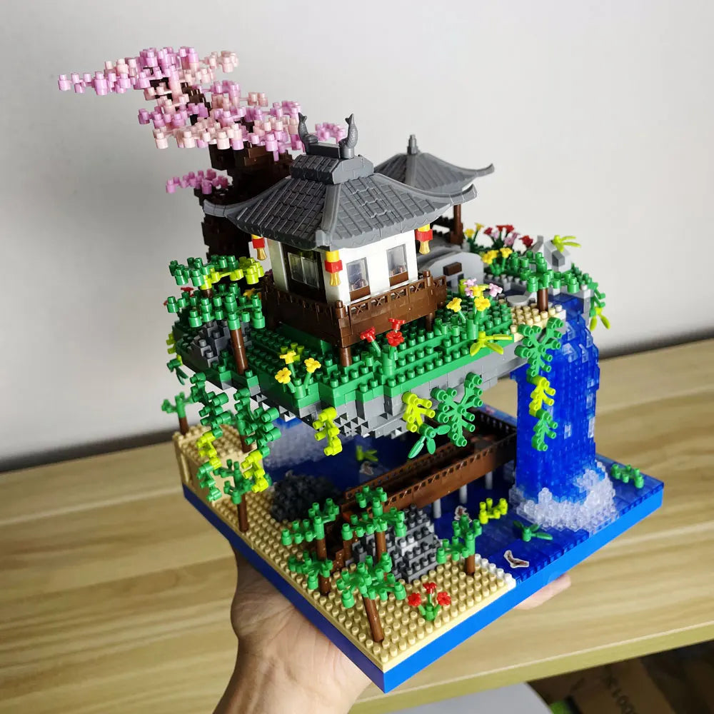 LED Cherry Blossom Garden Building Block Set – Japanese Mini Landscape Model