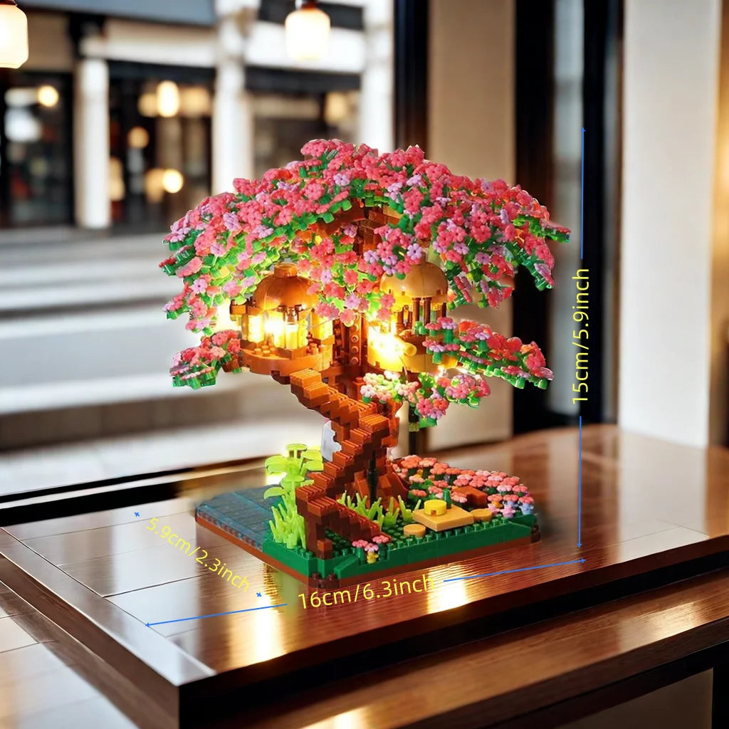 LED Cherry Blossom Garden Building Block Set – Japanese Mini Landscape Model