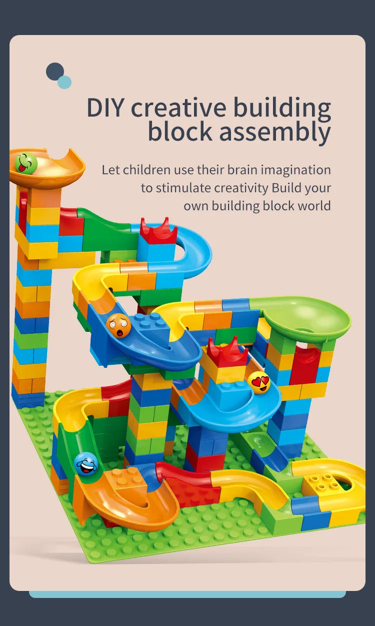 Marble Run Building Blocks Set – STEM Construction Toy for Kids