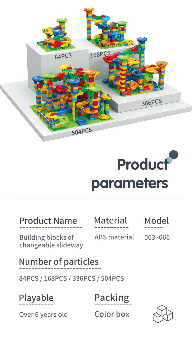 Marble Run Building Blocks Set – STEM Construction Toy for Kids