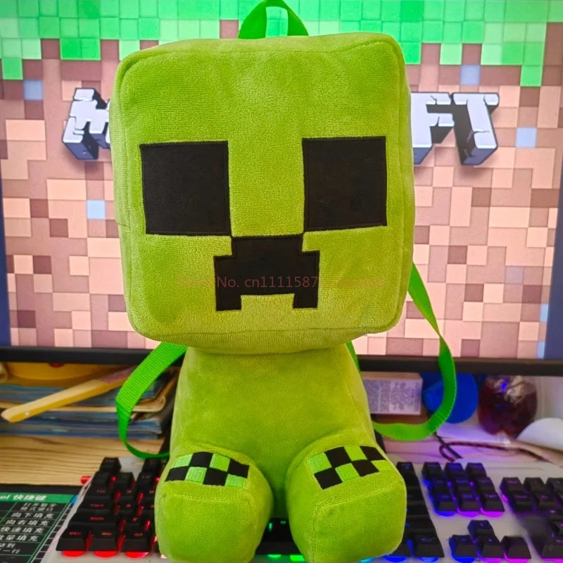 Minecraft Creeper Plush Backpack – Soft Gaming School Bag
