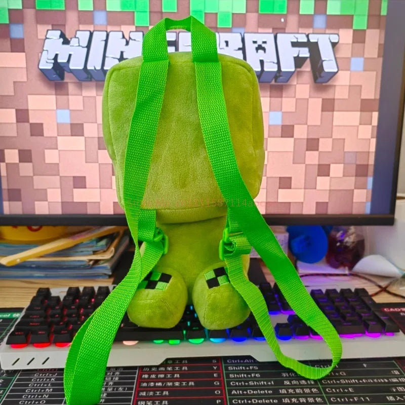 Minecraft Creeper Plush Backpack – Soft Gaming School Bag