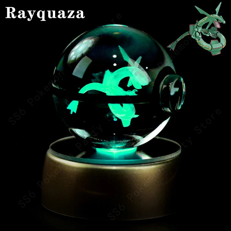 3D Crystal Ball LED Night Light – Pikachu, Mewtwo & More