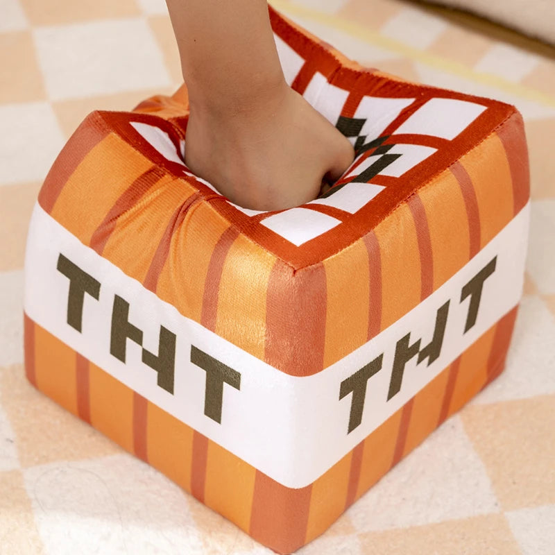Minecraft TNT Plush Pillow – Soft Cube Cushion