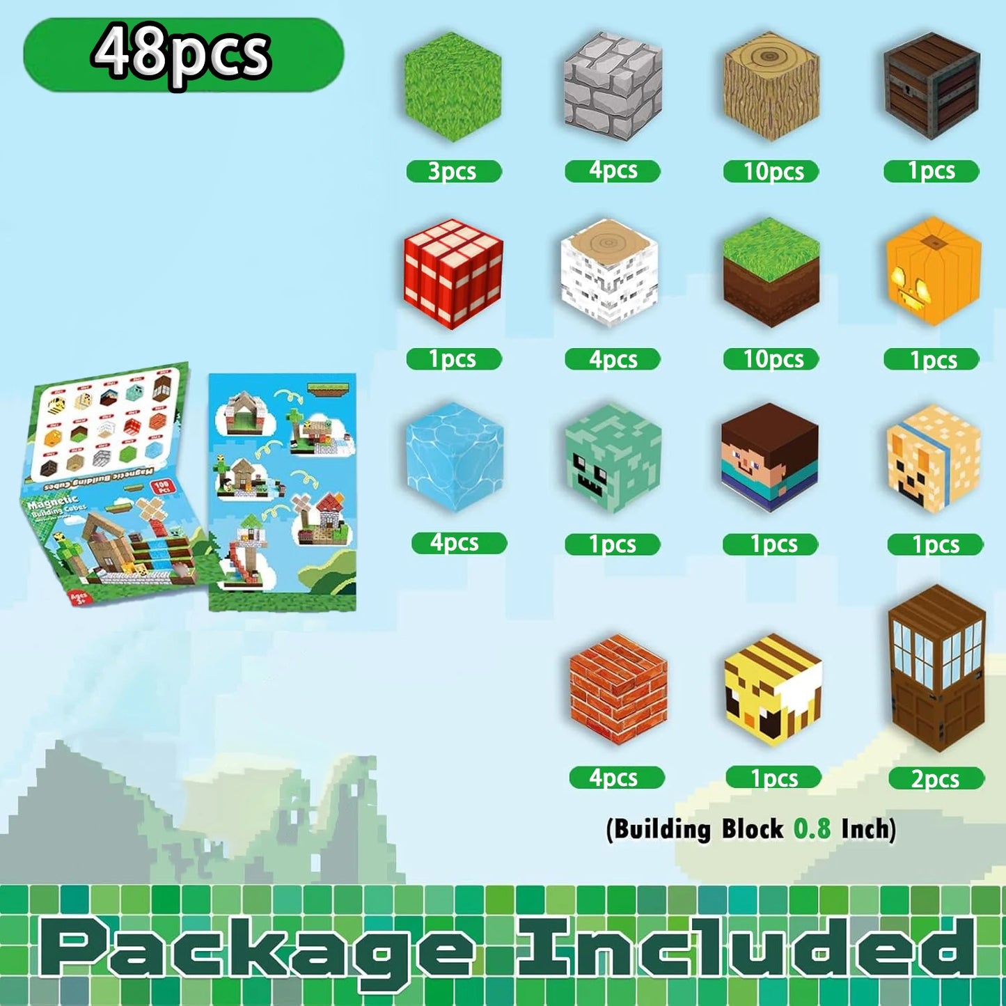 Minecraft Magnetic Building Blocks Set – Creative STEM Construction Toy