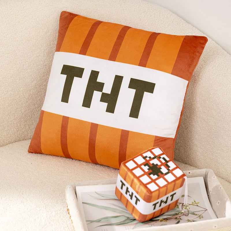 Minecraft TNT Plush Pillow – Soft Cube Cushion