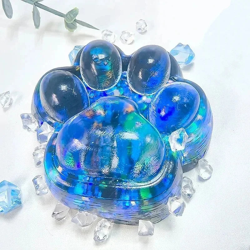 Glitter Paw Squishy – Kawaii Cat Paw Stress Relief Toy