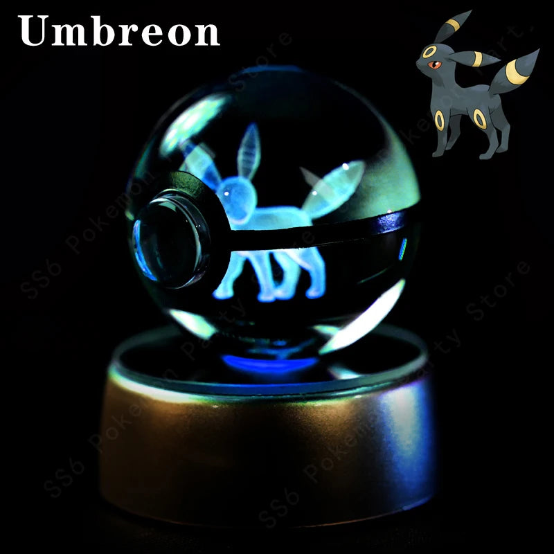 3D Crystal Ball LED Night Light – Pikachu, Mewtwo & More