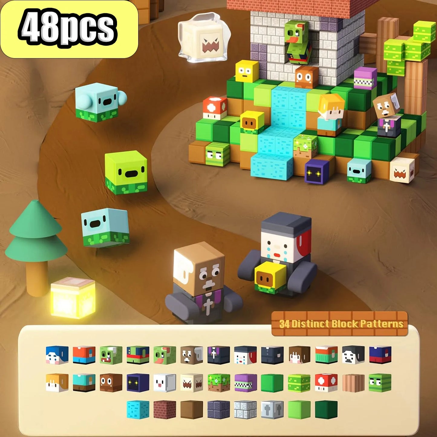 Minecraft Magnetic Building Blocks Set – Creative STEM Construction Toy