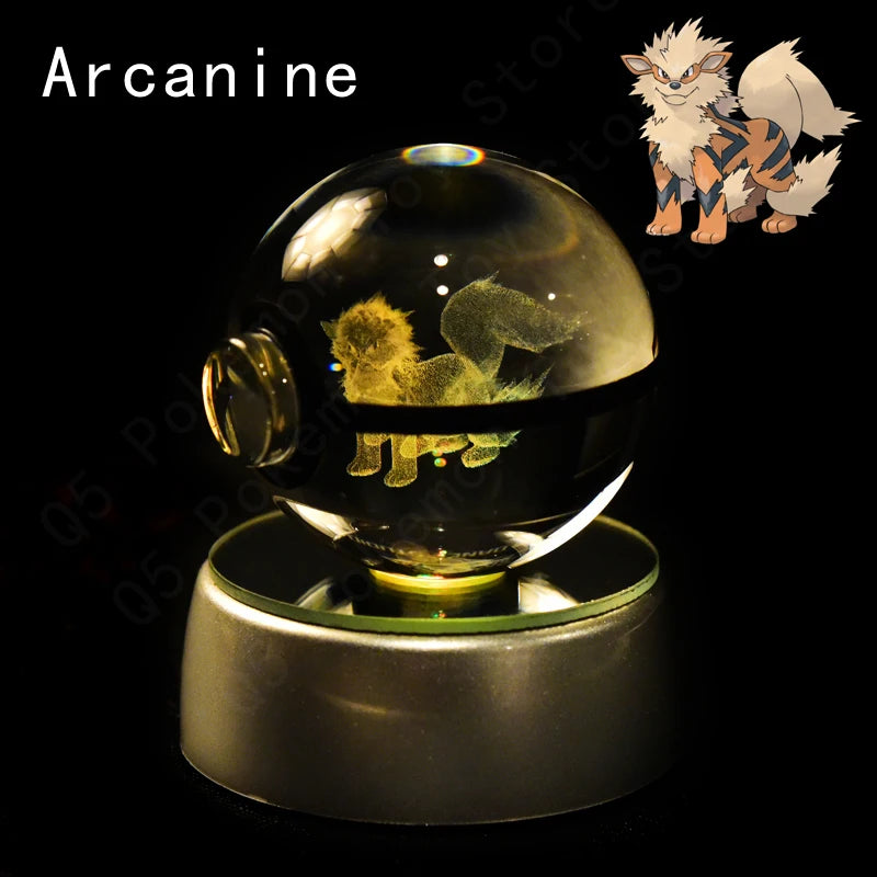 3D Crystal Ball LED Night Light – Pikachu, Mewtwo & More