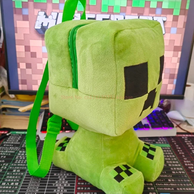 Minecraft Creeper Plush Backpack – Soft Gaming School Bag