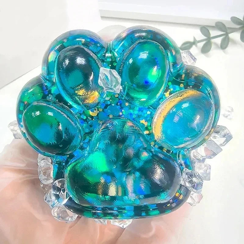 Glitter Paw Squishy – Kawaii Cat Paw Stress Relief Toy