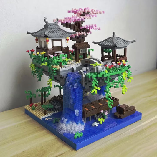 LED Cherry Blossom Garden Building Block Set – Japanese Mini Landscape Model